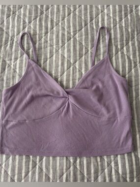 SHEIN Lilac Ribbed Twist-Front Tank Top